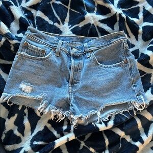 Levi's Light Blue Distressed Jean Shorts